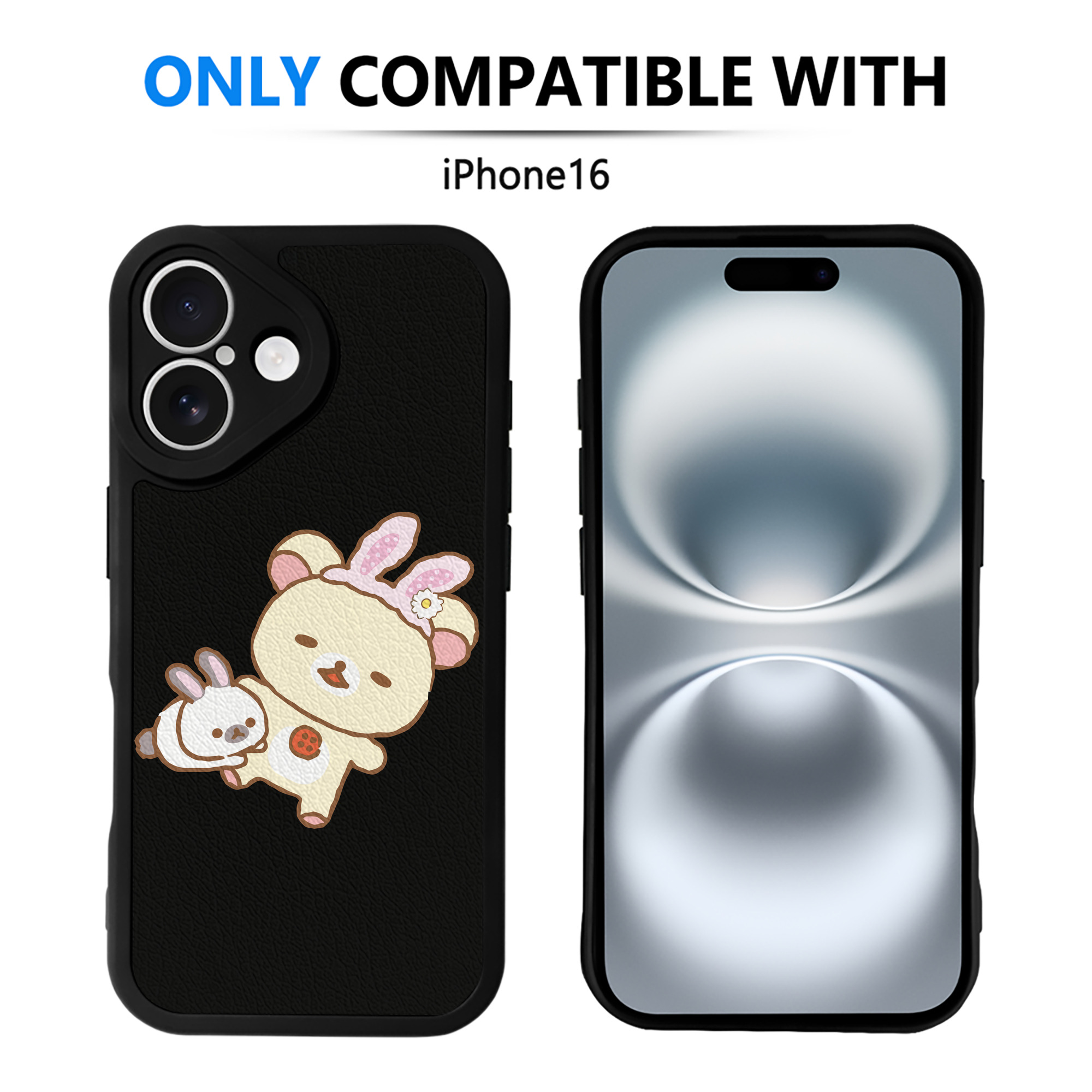 （画像用） リラックマ リラックマ キイロイトリ Rilakkuma Korilakkuma Kiiroitori 【iPhone 16シリーズ対応】シリコンスマホケース（レザー調） 材質：シリコン